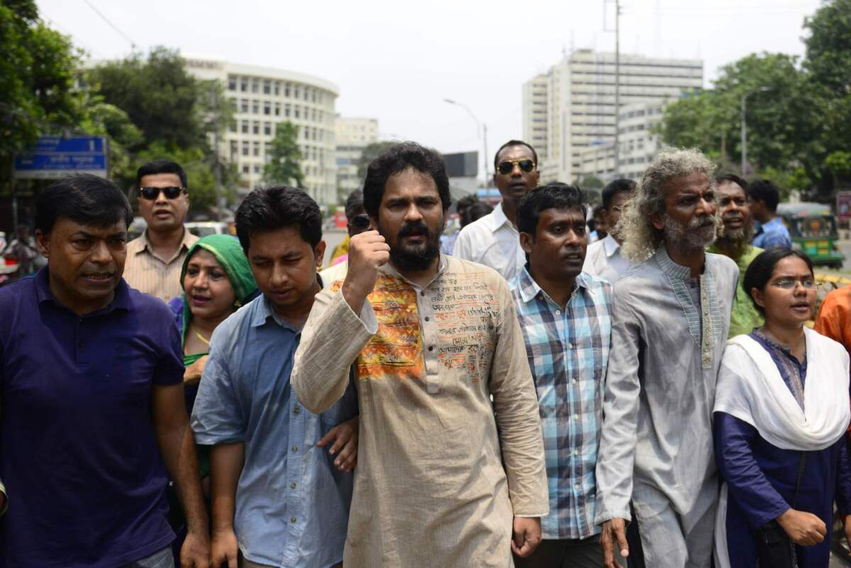 Bangladeshi activists protest the hanging of a former leader of the Islamist party, Jamaat-e-Islami, in Dhaka this week.