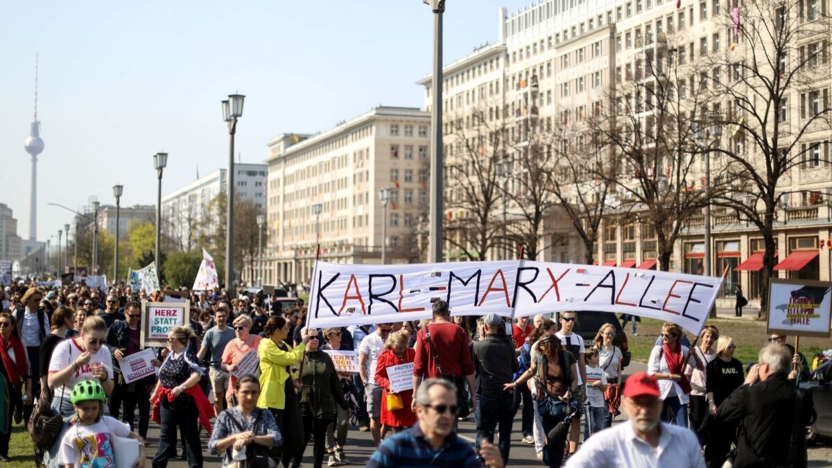 A demonstration against rent hikes in Berlin in April 2019.