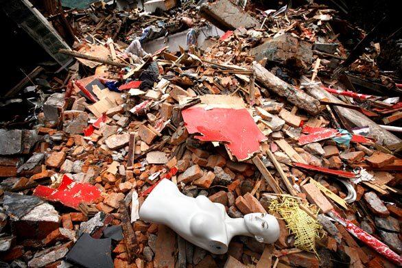 A mannequin is among the quake casualties in Hanwang, north of Chengdu, in Sichuan province. Aftershocks have rocked the province since the magnitude 7.9 quake struck May 12.