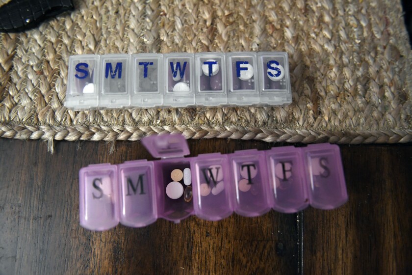 Boxes of pills containing daily medication