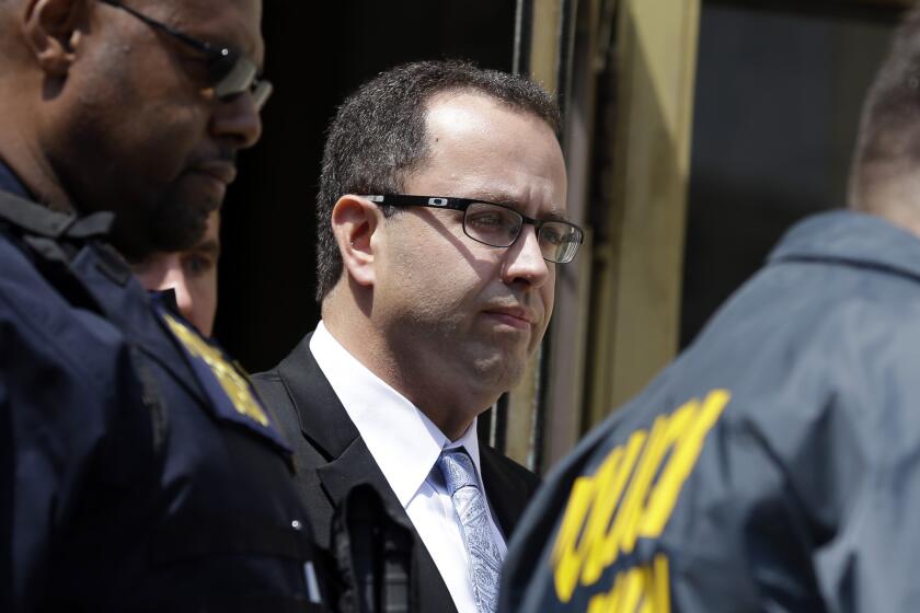 Former Subway restaurant spokesman Jared Fogle leaves the Indianapolis Federal Courthouse in August following a hearing on child-pornography charges.