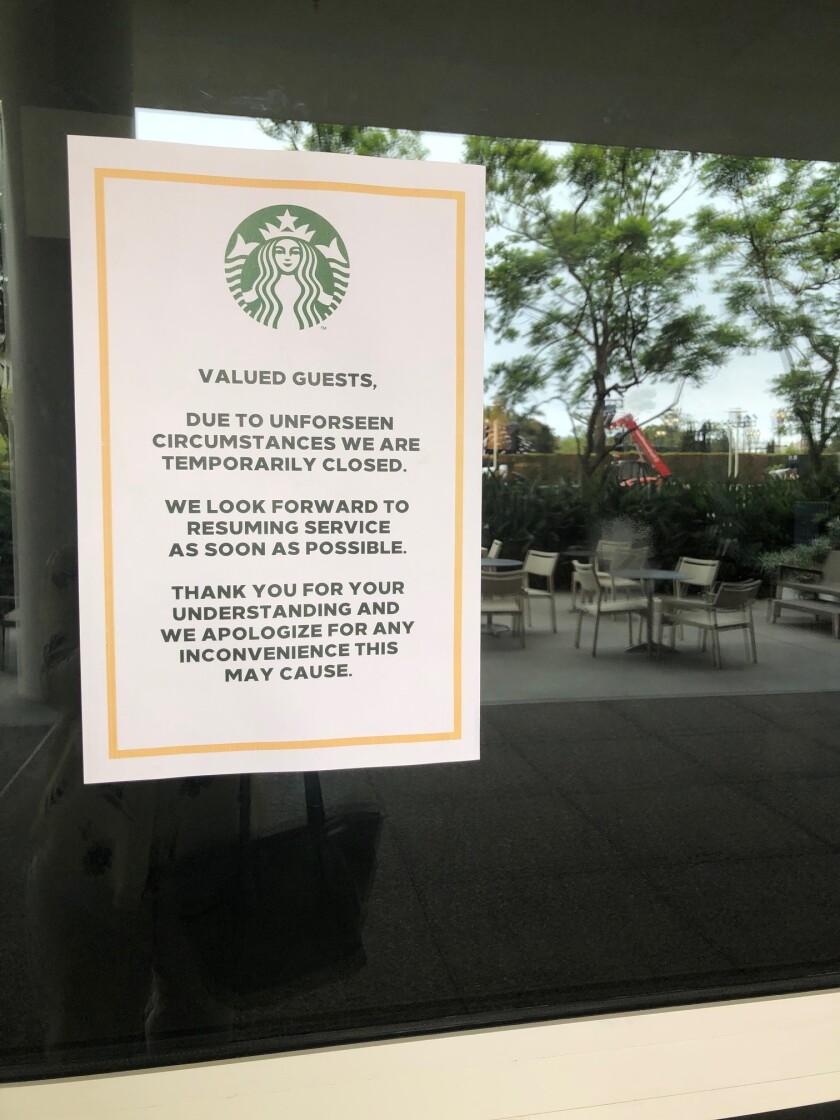 Starbucks at Hilton closes temporarily.