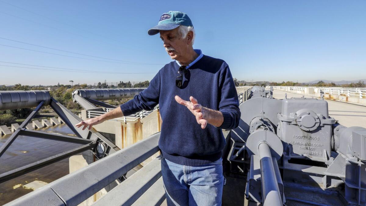 Engineer Douglas Chitwood explains the workings of the Whittier Narrows Dam, which engineers predict would not stand up to a mega-storm.