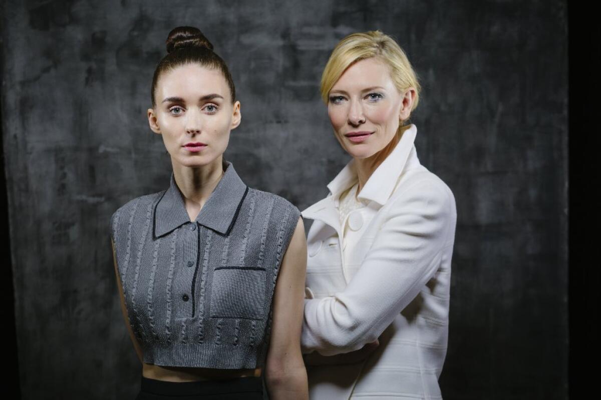 Rooney Mara, left, and Cate Blanchett are both nominated for Oscars for their work in "Carol."