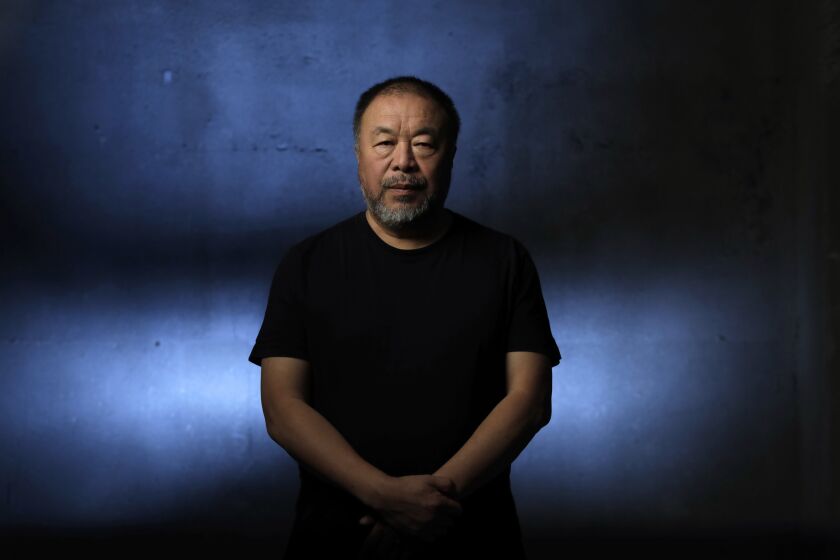LOS ANGELES, CA -- SEPTEMBER 21, 2018: Chinese artist Ai Weiwei takes on L.A. with three exhibitions: Solo exhibition at the Marciano Art Foundation; show at Jeffrey Deitchs new gallery and sculptures at UTA gallery. His themes of freedom of expression and refugees have new resonance now with the recent demolition of his Beijing studio. (Myung J. Chun / Los Angeles Times)