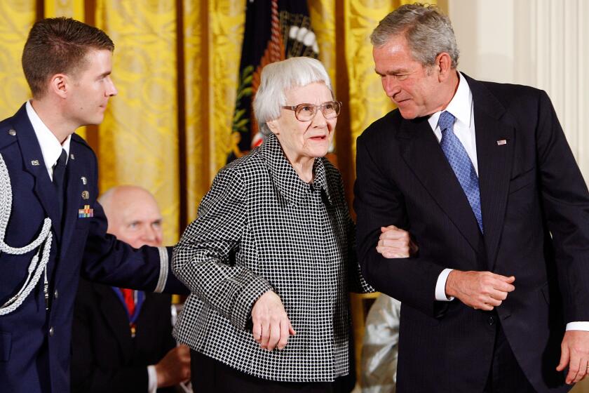 Harper Lee in 2007 with President George W. Bush at the White House, where she received the Presidential Medal of Freedom.
