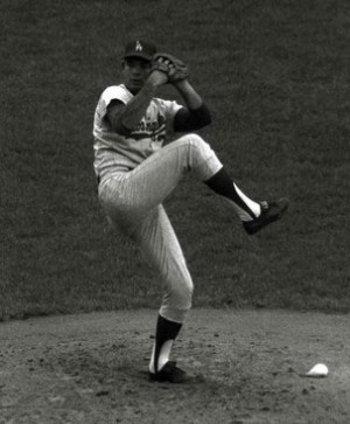 Nick Willhite, shown pitching against the New York Mets in 1964, tossed a shutout in his major league debut with the Dodgers in 1963. It was the highlight of a five-season career. He also played for the Angels.