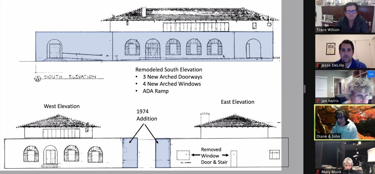 A drawing shows changes made to the Recreation Center in 1974.