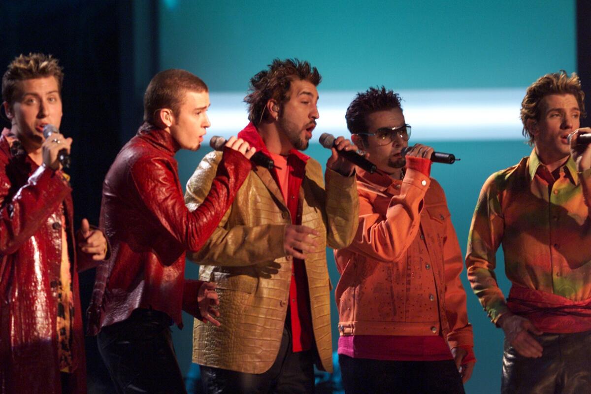 'N Sync performs at the 2001 Grammy Awards at Staples Center in Los Angeles.