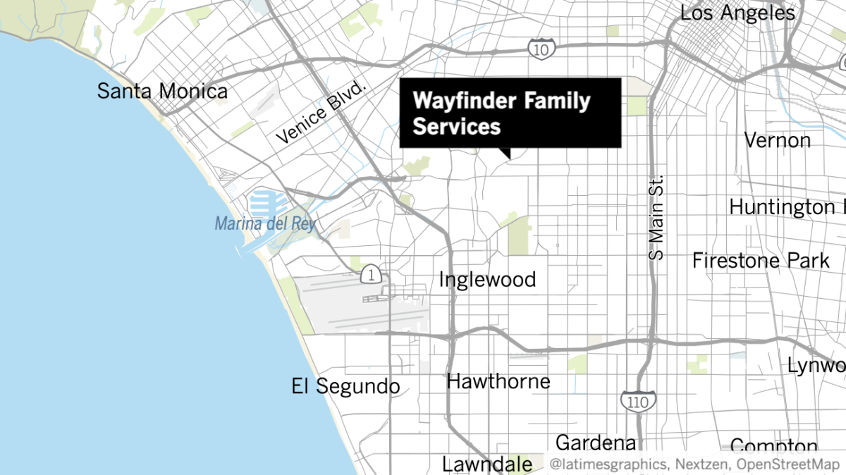 A map showing the location of Wayfinder Family Services in South Los Angeles.