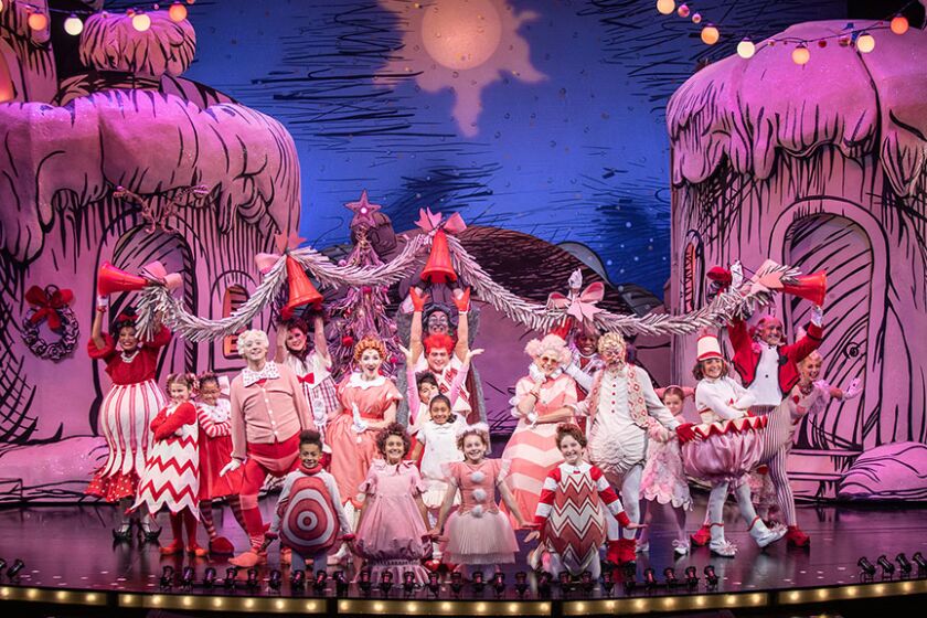 The Old Globe's production of "How the Grinch Stole Christmas!" (shown here in 2019) will be broadcast via KPBS radio and website starting Nov. 26.