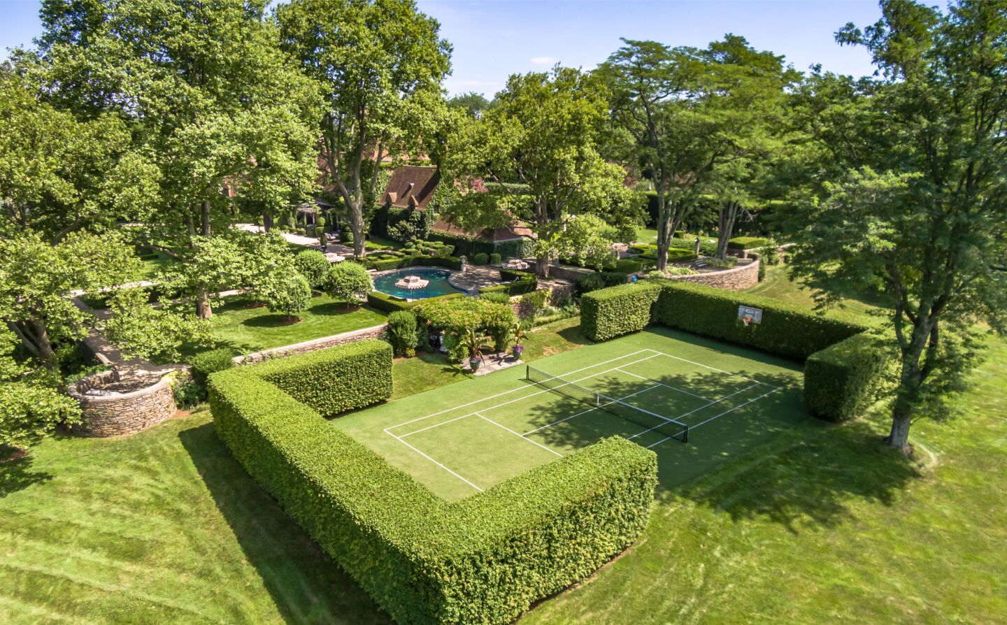 The tennis court.