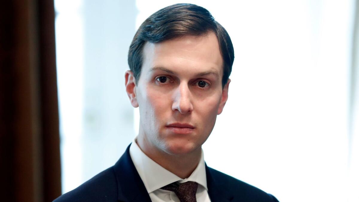 White House Senior Adviser Jared Kushner listens during a meeting in the White House in Washington on Sept. 12.