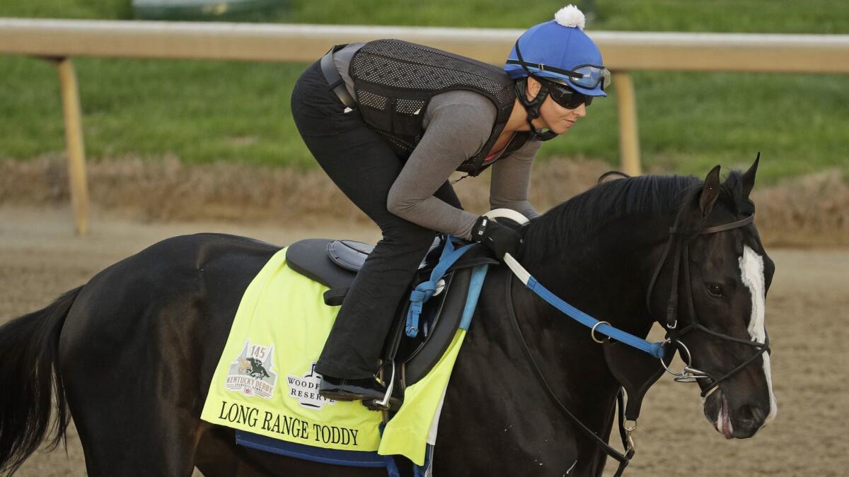 Long Range Toddy goes on a training run at Churchill Downs on May 1.