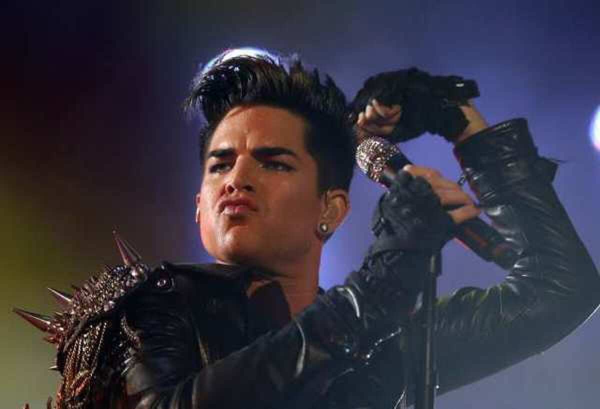 Adam Lambert performs with the rock group Queen during the Euro 2012 soccer championship in Kiev, Ukraine.
