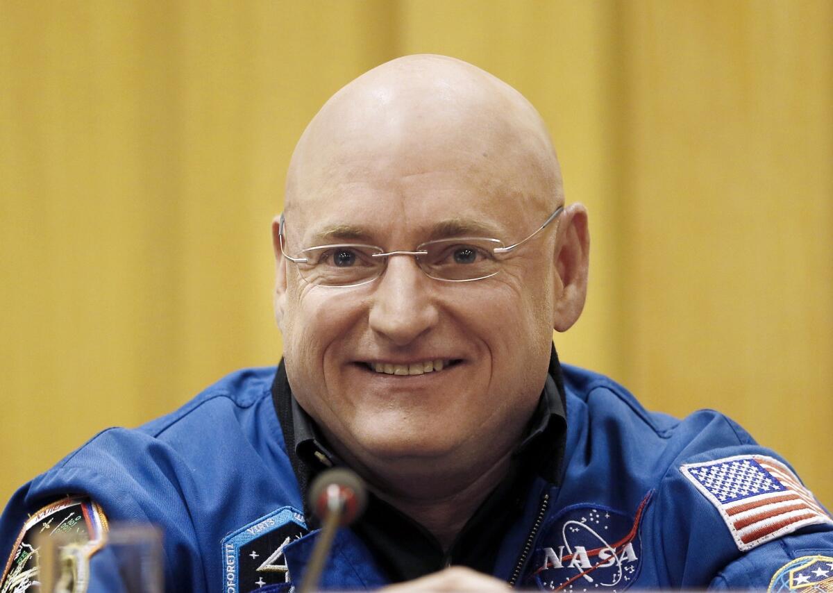 NASA astronaut Scott Kelly gives a press conference on December 18, 2014 at the UNESCO in Paris. Kornienko will embark on a year-long mission to the International Space Station (ISS) in March 2015. AFP PHOTO / PATRICK KOVARIKPATRICK KOVARIK/AFP/Getty Images ** OUTS - ELSENT, FPG - OUTS * NM, PH, VA if sourced by CT, LA or MoD **