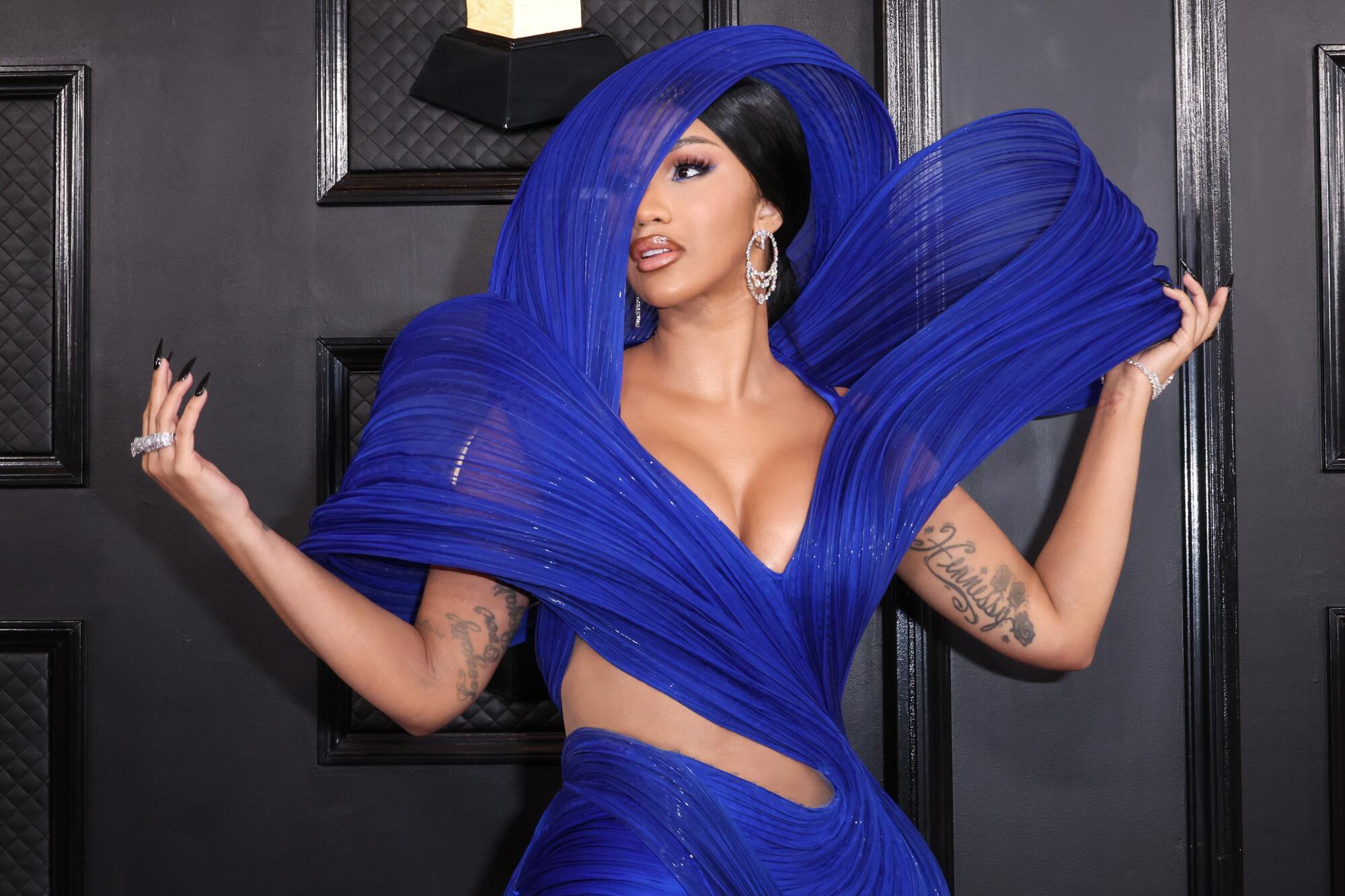 Cardi B attends the 65th Grammy Awards.