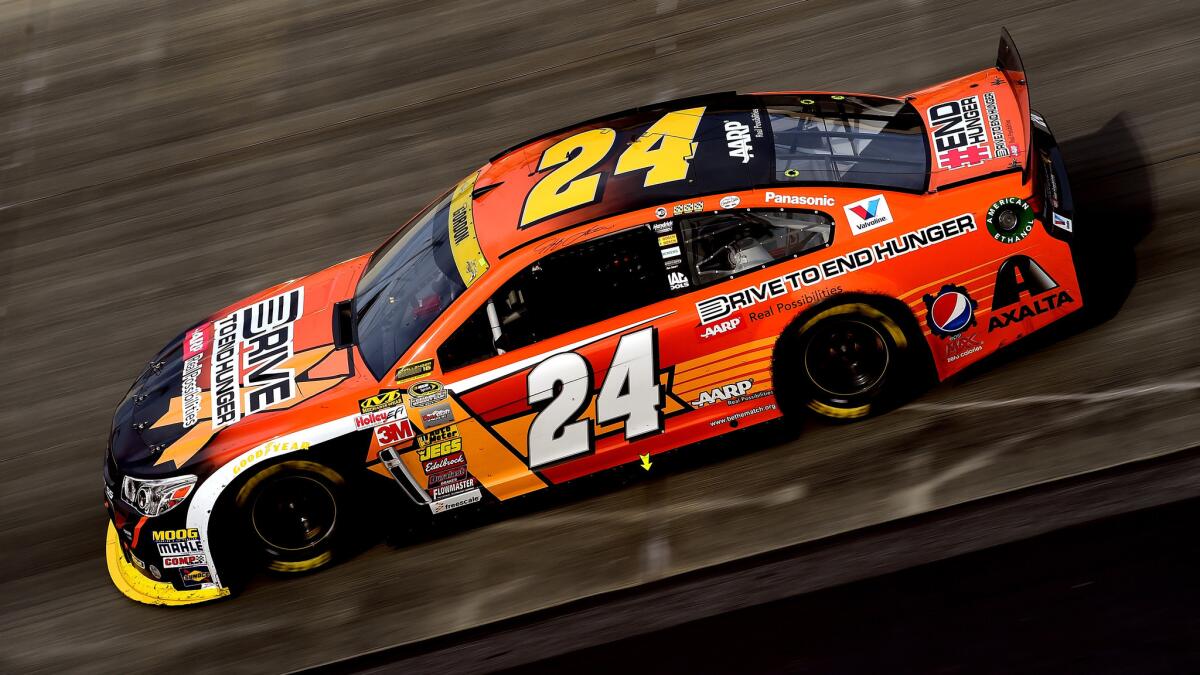 Jeff Gordon competes during Sunday's NASCAR Sprint Cup race at Dover International Speedway.
