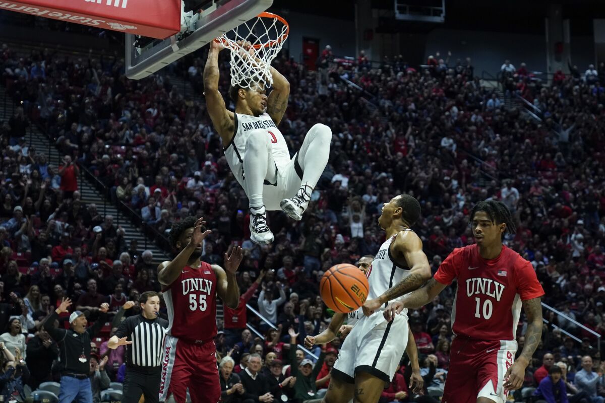 Seiko makes 6 3-pointers, No. 25 SDSU beats UNLV 82-71 - The San Diego  Union-Tribune