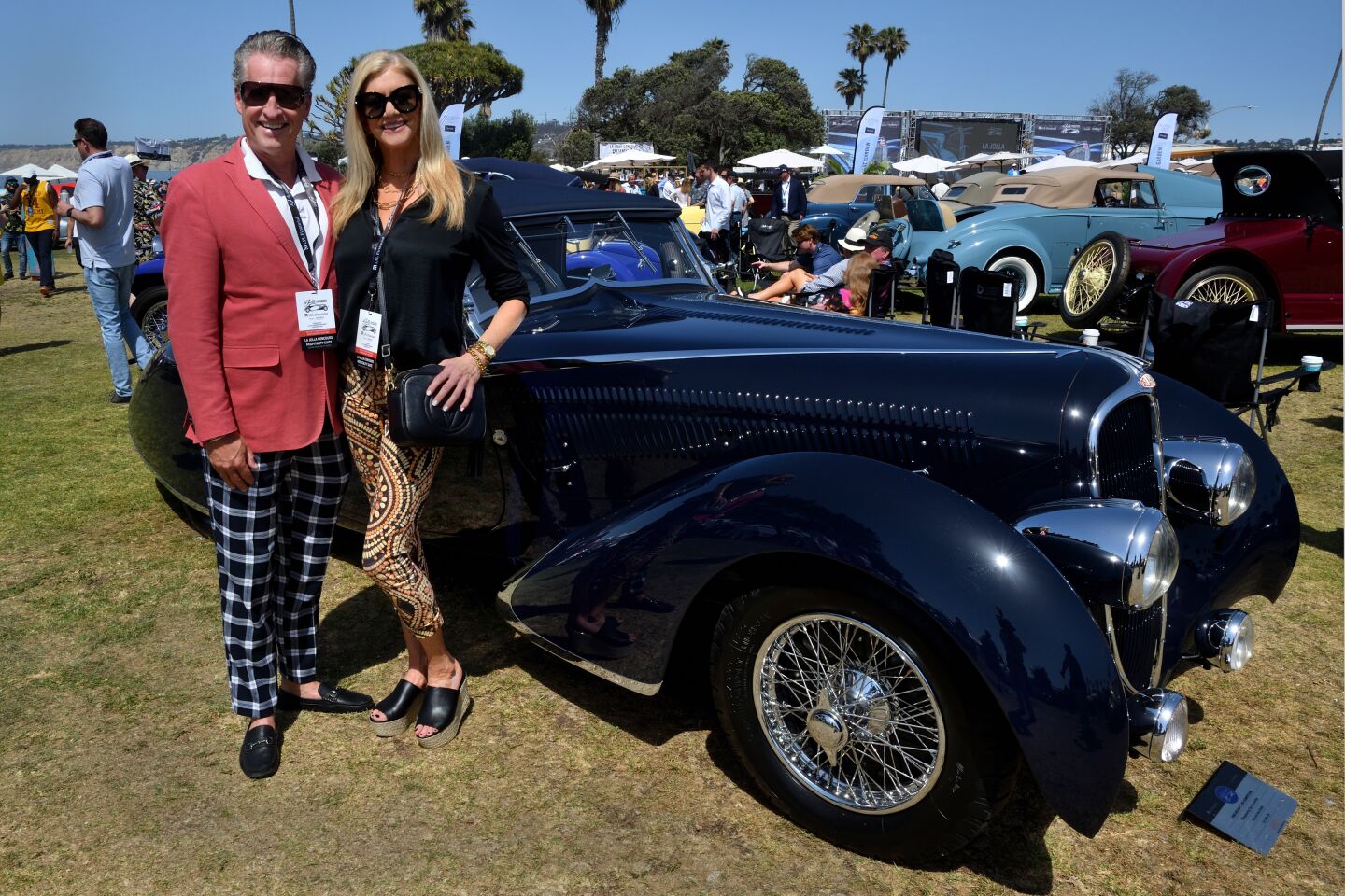 Erik Bjontegard, Courtney Kobey (with a 1936 Delahaye 135 Competition Disappearing Top Convertible)