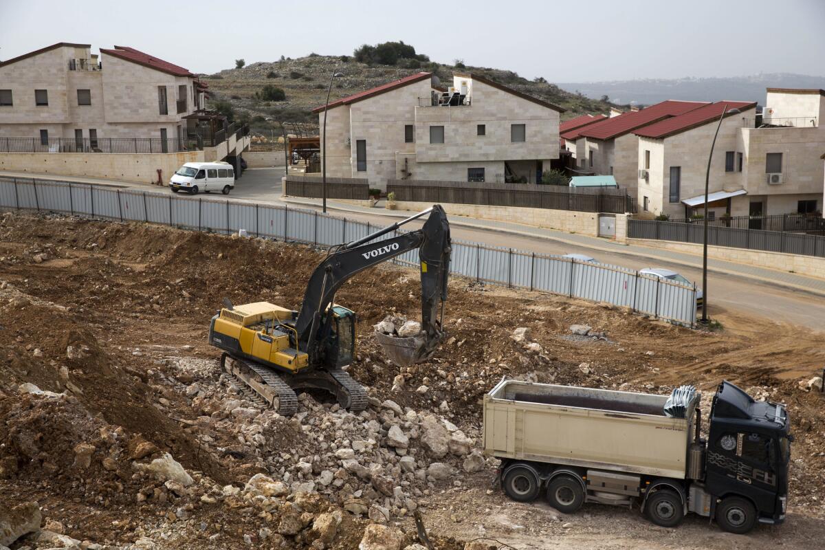 An Israeli construction site in the West Bank Jewish settlement of Ariel on Jan. 25, 2017.