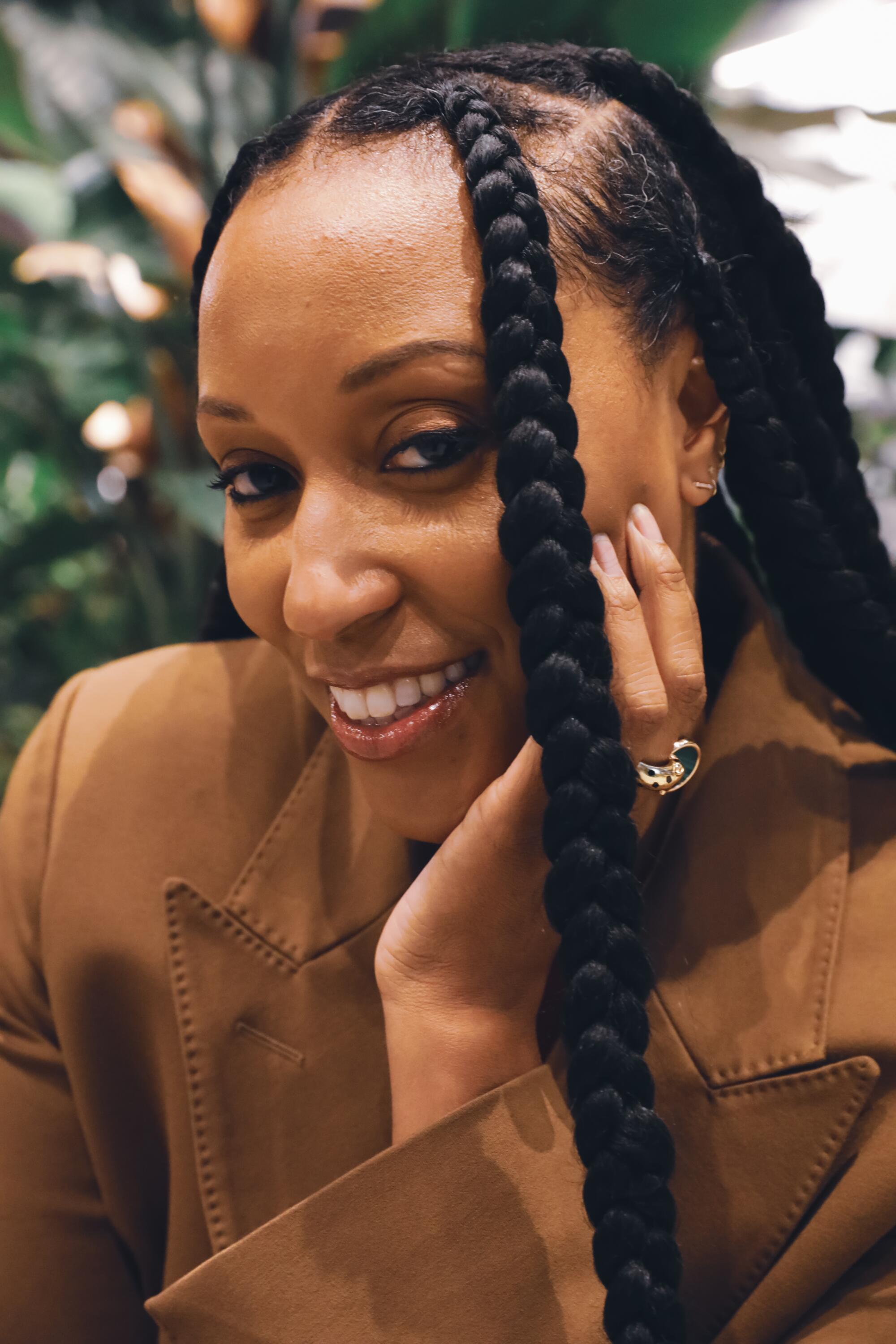 A woman with thick long braids