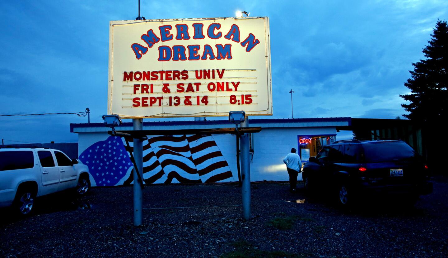 The entrance of the American Dream Drive-in in Powell, Wy. The theater was opened in 1949 as Paul's Drive-in. It is Wyoming's first, and now last, drive-in.