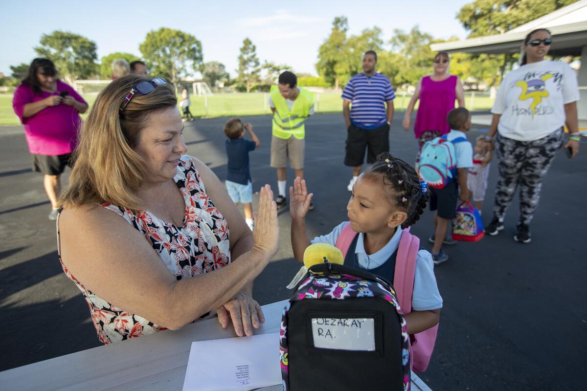 The first day of school at International School for Science and Culture in Costa Mesa in September 2019. 