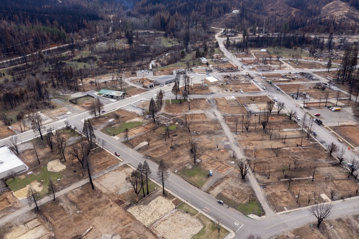 Aerial view of Greenville after the Dixie Fire.