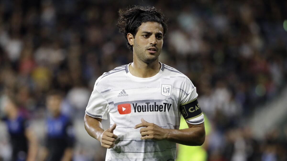 LAFC star Carlos Vela in action against the San Jose Earthquakes in August 2019.