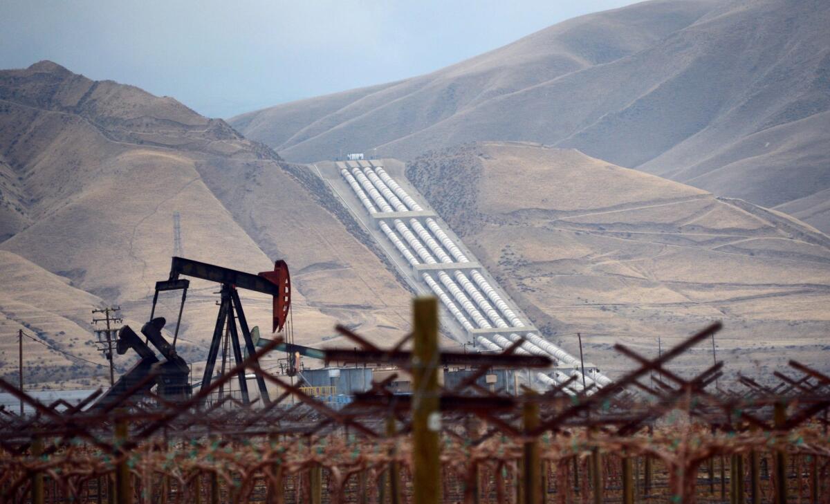 Oil derricks in California.