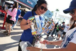 Los Angeles, California August 28, 2024-Fans arrive early for to get there bobblehead of Dodgers player Shohei Ohtani before a game with the Orioles at Dodger Stadium Wednesday. (Skalij/Los Angeles Times)