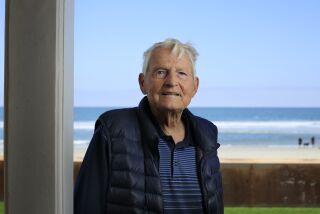 Kim Fletcher, 90, lives on the low-lying coast of Del Mar in a neighborhood projected to be increasingly threatened by sea-level rise, shown here on April 26, 2018. (Photo by K.C. Alfred/ San Diego Union -Tribune)