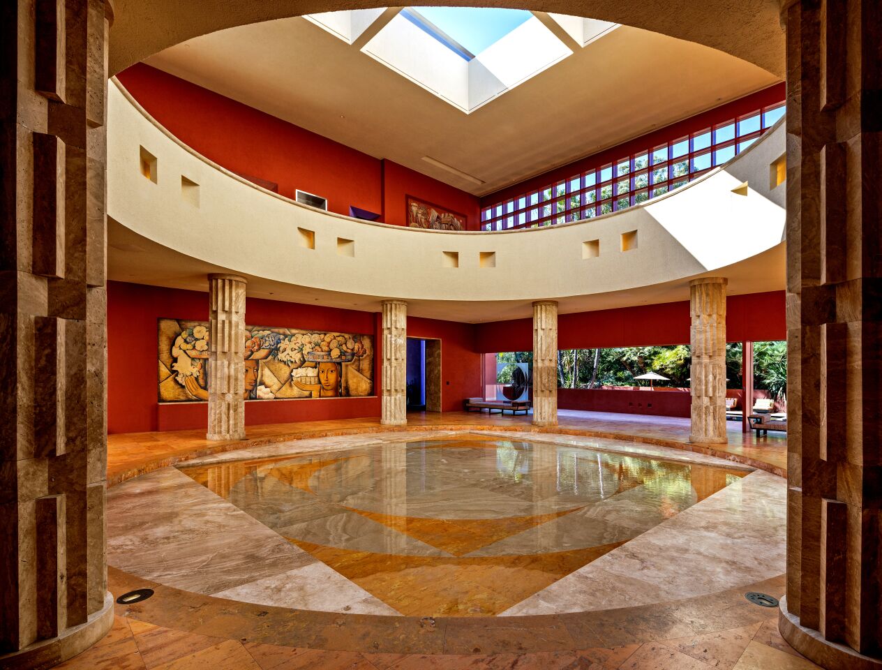 Features of the 26,000-square-foot house include a circular atrium.