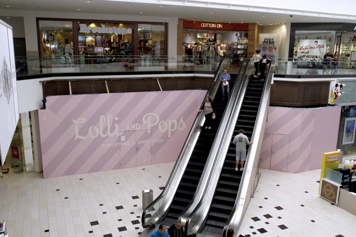 Lolli and Pops is under construction at the Glendale Galleria in Glendale, on Wednesday, April 9, 2014.