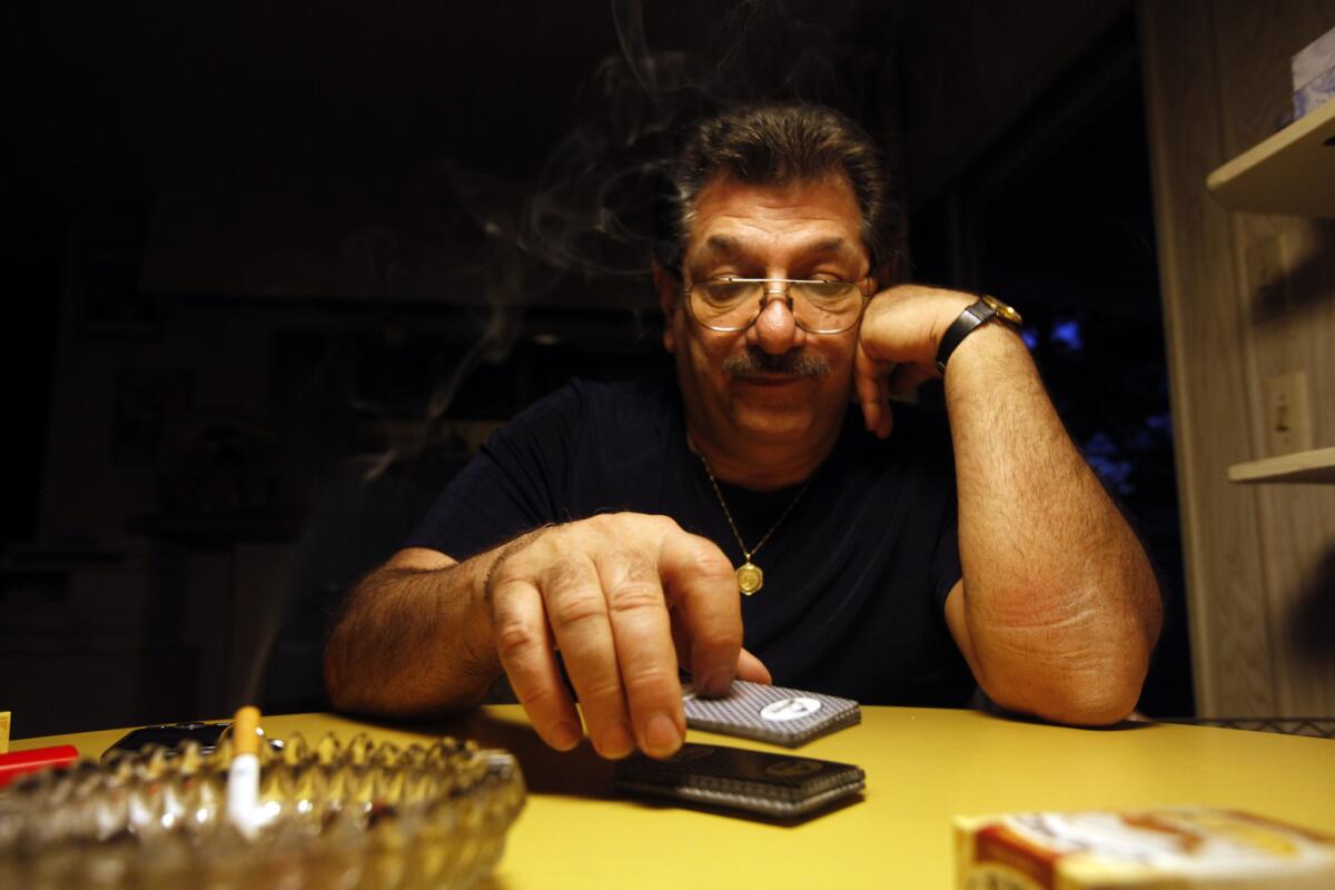 Frankie Citro still has some of his old skills, including trick shuffling, which he practices in his mobile home. He is seeking to be the first person to get off the Gaming Control Board's excluded persons list while still alive.