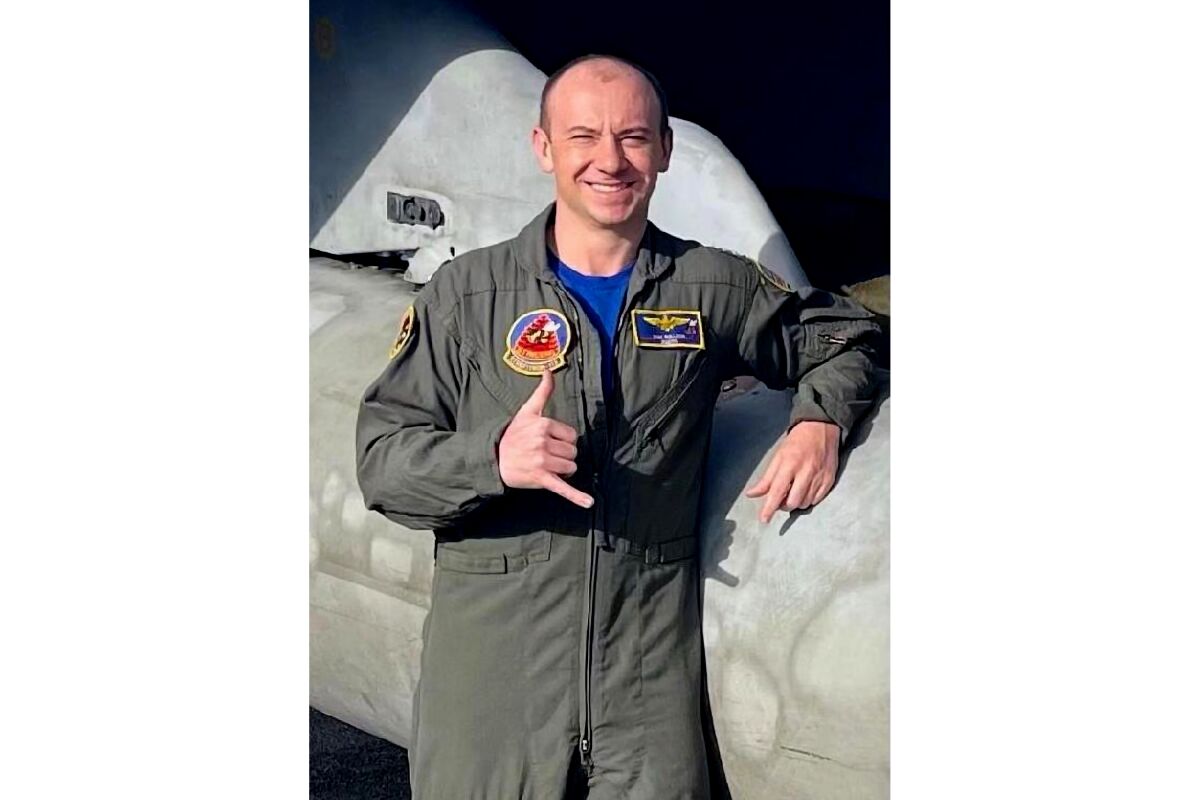 This undated photo provided by U.S. Naval Air Forces Naval Air Station North Island shows U.S. Navy pilot Lt. Richard Bullock who was killed when his F/A-18E Super Hornet crashed in the vicinity of Trona, Calif. on Friday, June 3, 2022. A Naval Air Forces statement released Sunday says Bullock went down in the vicinity of the small Mojave Desert community of Trona. (U.S.Naval Air Forces via AP)