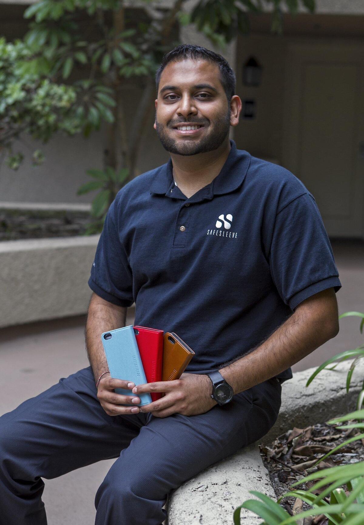 Alaey Kumar of Costa Mesa is the co-owner of SafeSleeve, which makes smartphone and laptop cases designed to shield users from electromagnetic radiation.