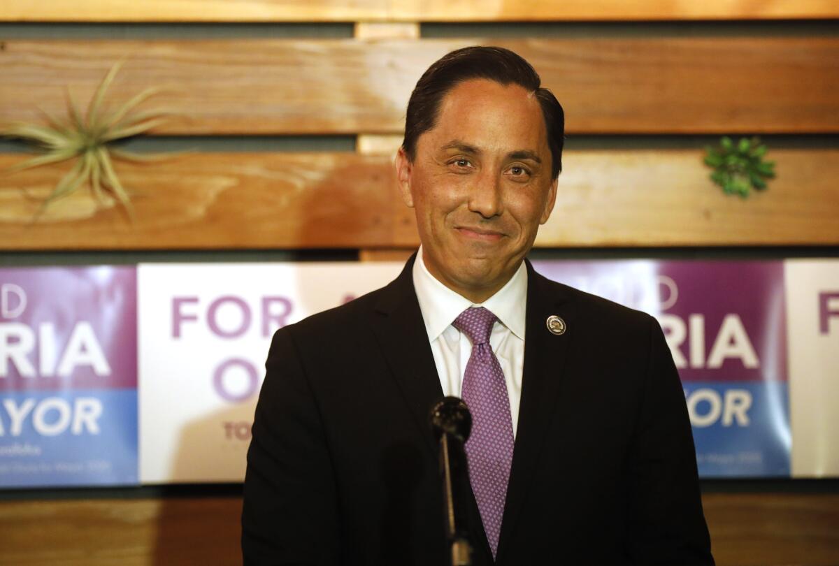  San Diego mayoral candidate Todd Gloria gives a speech after results came in his favor in San Diego.