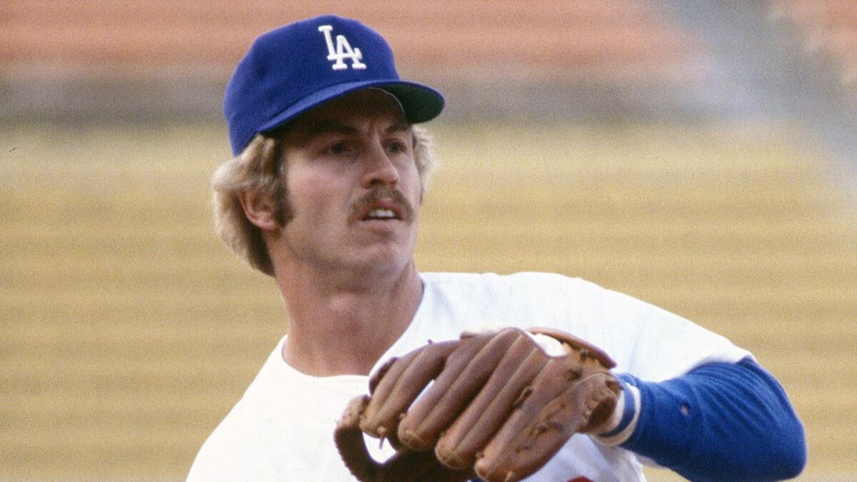 Los Angeles Dodgers third baseman Ron Cey warms up before a game at Dodger Stadium in 1980.