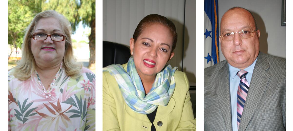 Los cónsules de Honduras que dirigieron esa oficina entre el 2010 y principios de 2014 fueron (de izquierda a derecha) Ástrid Bustillo, Cristina Romero y Gerardo Agüero.