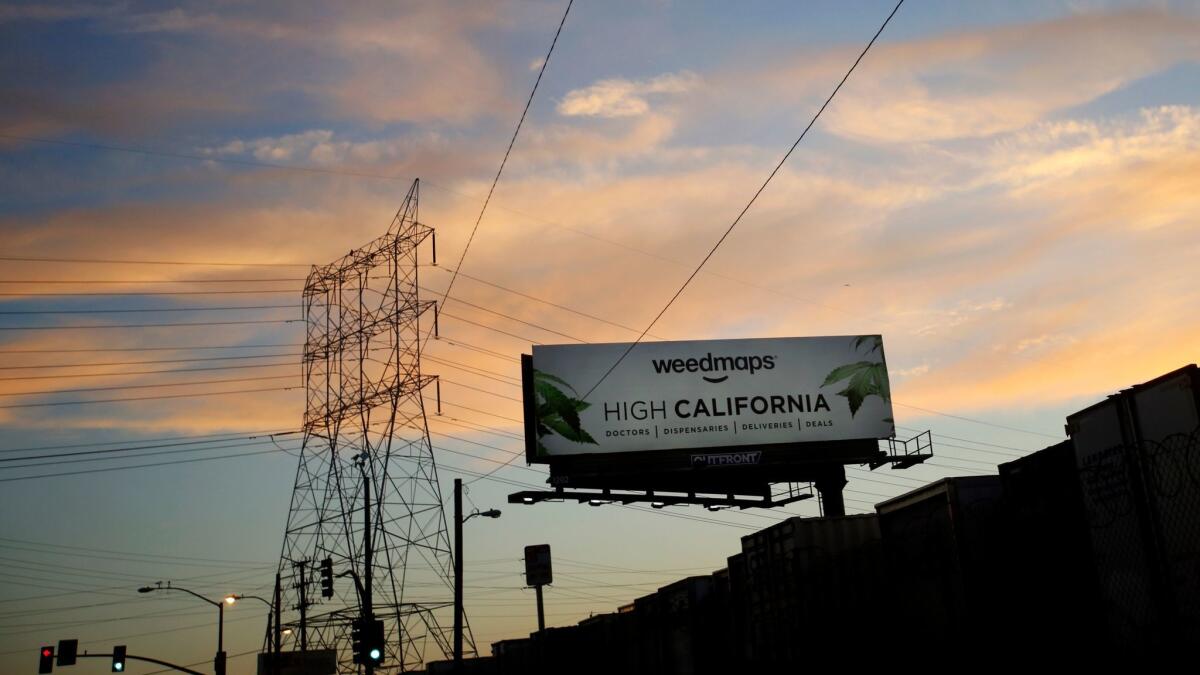 A billboard advertising Weedmaps in Vernon in July 2017.