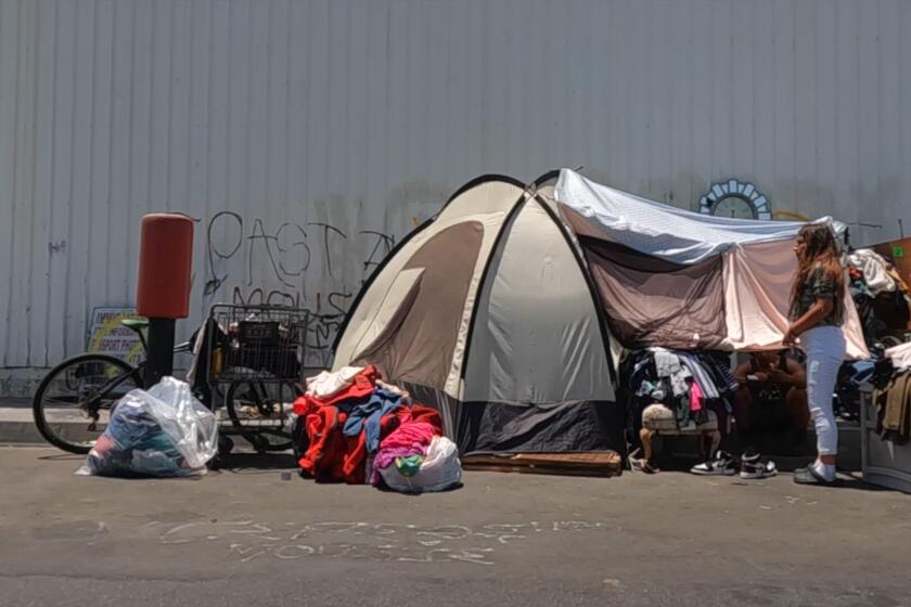 Homeless encampment on Deering Avenue