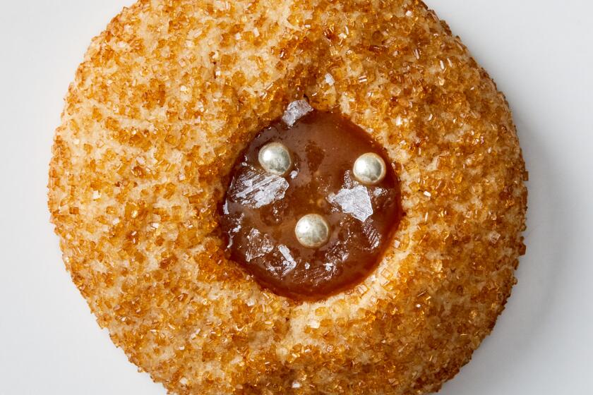 LOS ANGELES - THURSDAY, November 14, 2019: Salted Butterscotch Thumbprints. Food Stylist by Ben Mims / Julie Giuffrida and shot at Proplink Tabletop Studio in downtown Los Angeles on Thursday, November 14, 2019. (Leslie Grow / For the Times)