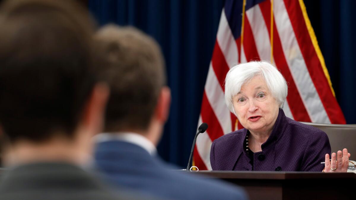 Federal Reserve Board Chairwoman Janet Yellen answers a question during a news conference on Sept. 21.