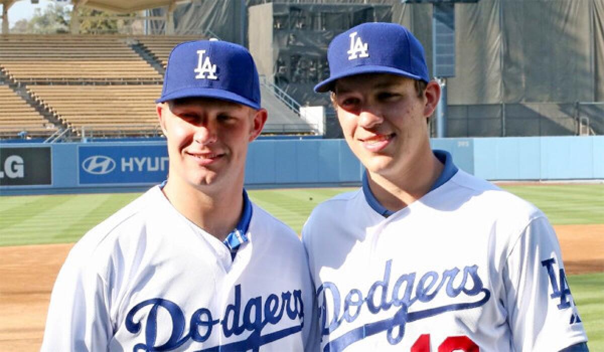 Pitchers Chris Anderson, left, and Tom Windle are Dodgers first- and second-round draft picks, respectively.