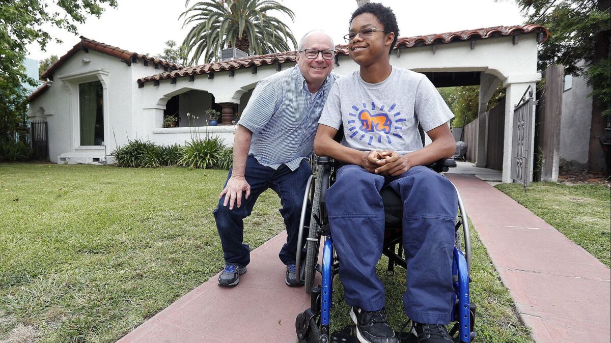 Steve Rosen, with his 17-year-old son Max, at home in Burbank. Steve will be one of ten presenters at a Father's Day event called Manecdotes, an event in Burbank to tell personal stories about fathers and fatherhood.