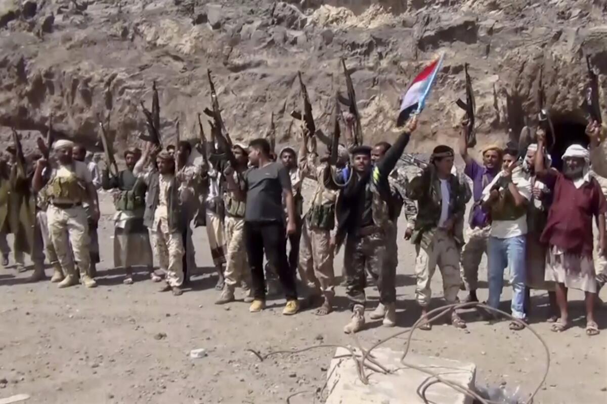 Fighters loyal to the separatist Southern Transitional Council group in Yemen