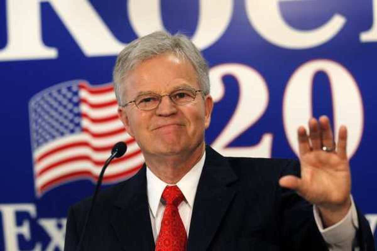 Former Louisiana Gov. Buddy Roemer, a Democrat turned Republican, gestures during a news conference in Baton Rouge, La. A group clearing the path for an independent White House bid on Tuesday canceled the first phase of its search for a bipartisan ticket because declared and draft candidates aren't mustering enough preliminary support.
