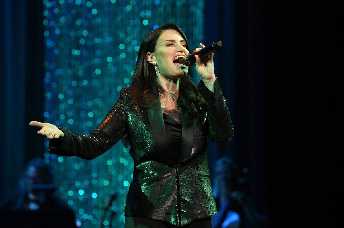 Idina Menzel, a star of composer Stephen Schwartz's Broadway hit "Wicked," performs onstage at the Wallis Annenberg Center for the Performing Arts' spring celebration event.